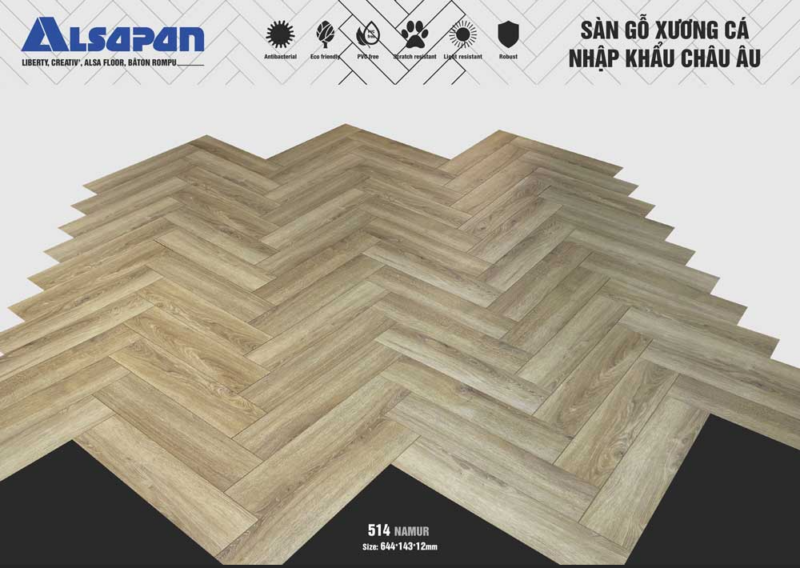 Sàn gỗ Pháp ALSAPAN 12mm 514