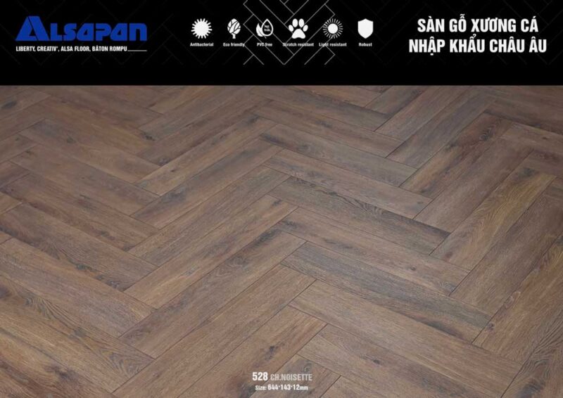 Sàn gỗ Pháp ALSAPAN 12mm 528
