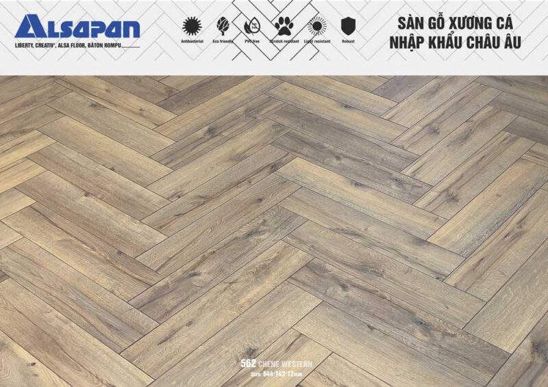 Sàn gỗ Pháp ALSAPAN 12mm 562