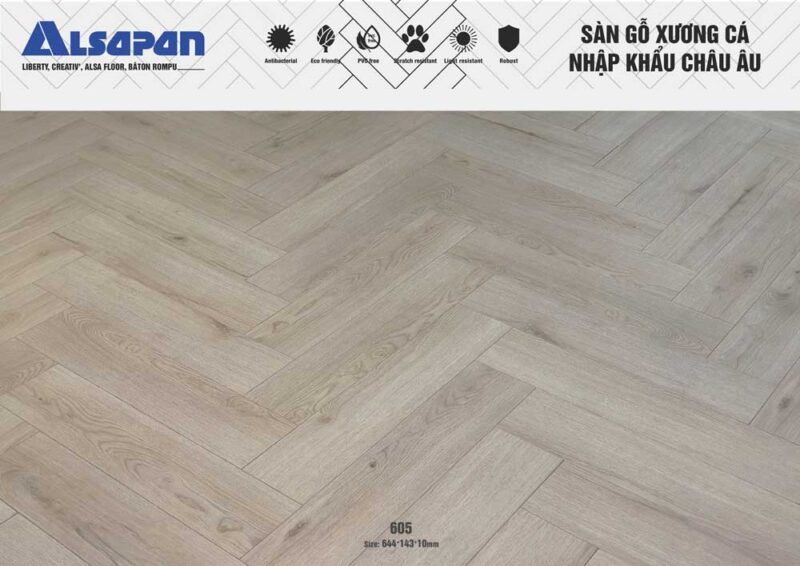 Sàn gỗ Pháp ALSAPAN 10mm 605